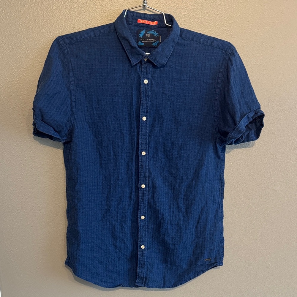 Scotch & Soda Navy Short-Sleeve Button-Down Shirt